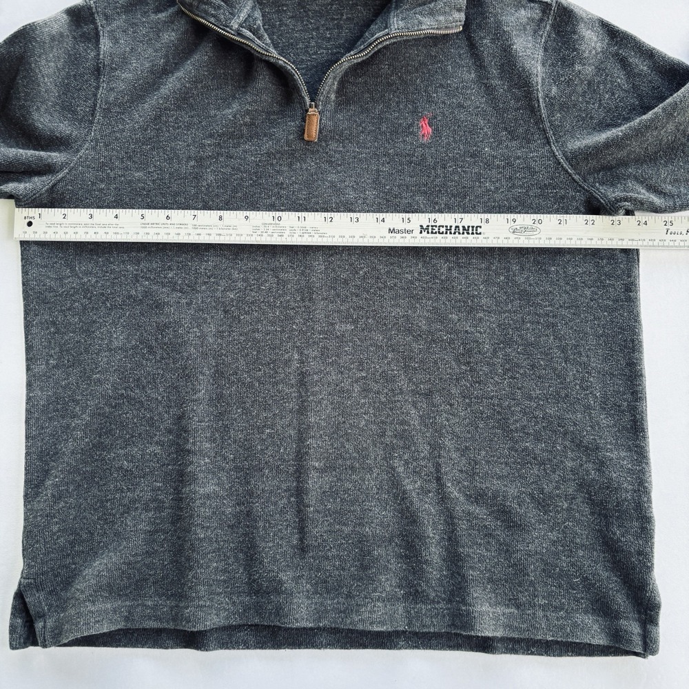 Ralph Lauren Dark Charcoal Gray Quarter-Zip Polo with Red Pony Logo - Picture 9 of 16